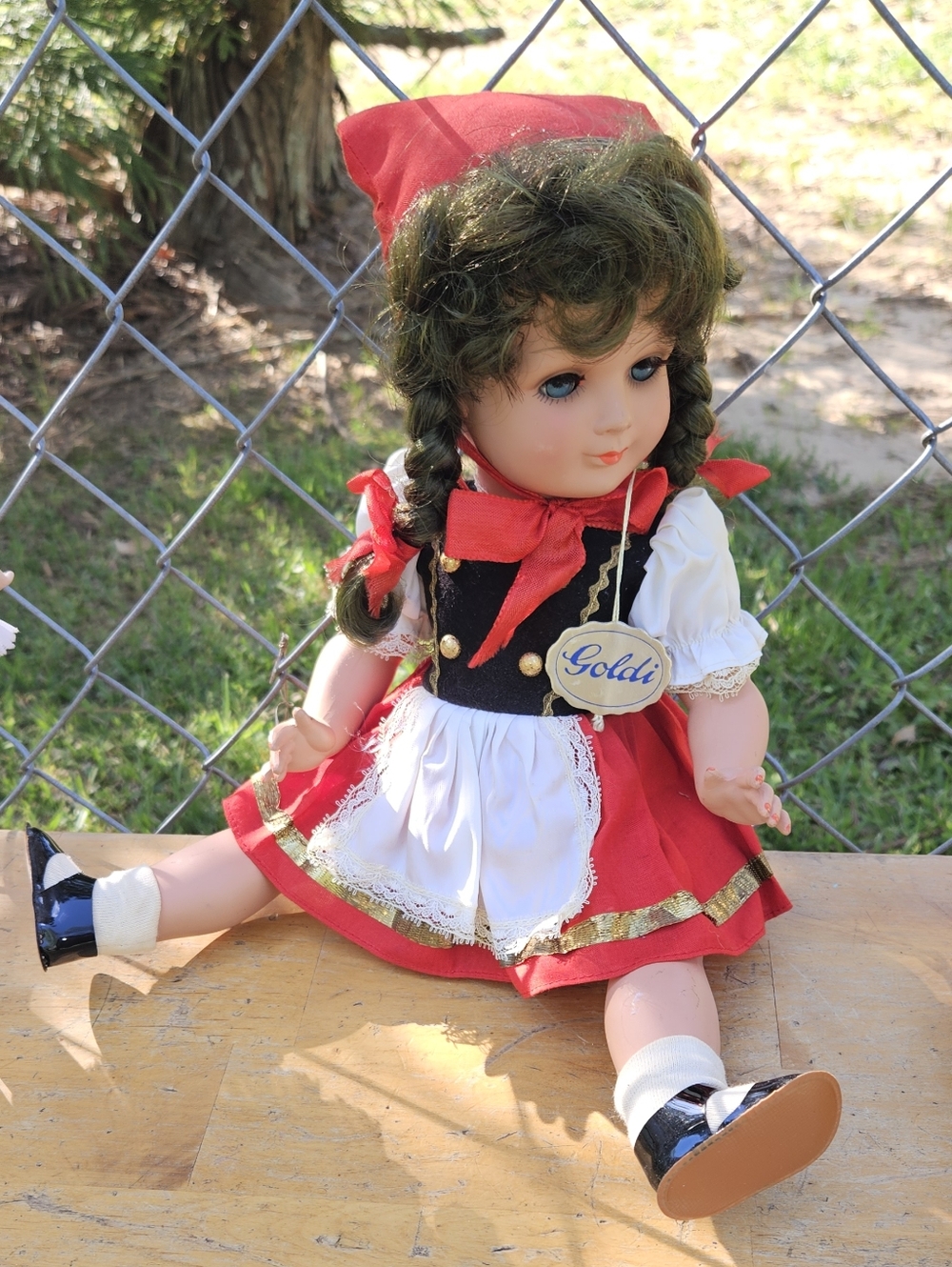 Goldie Red, White & Black Traditional Dress Doll with Braided Hair